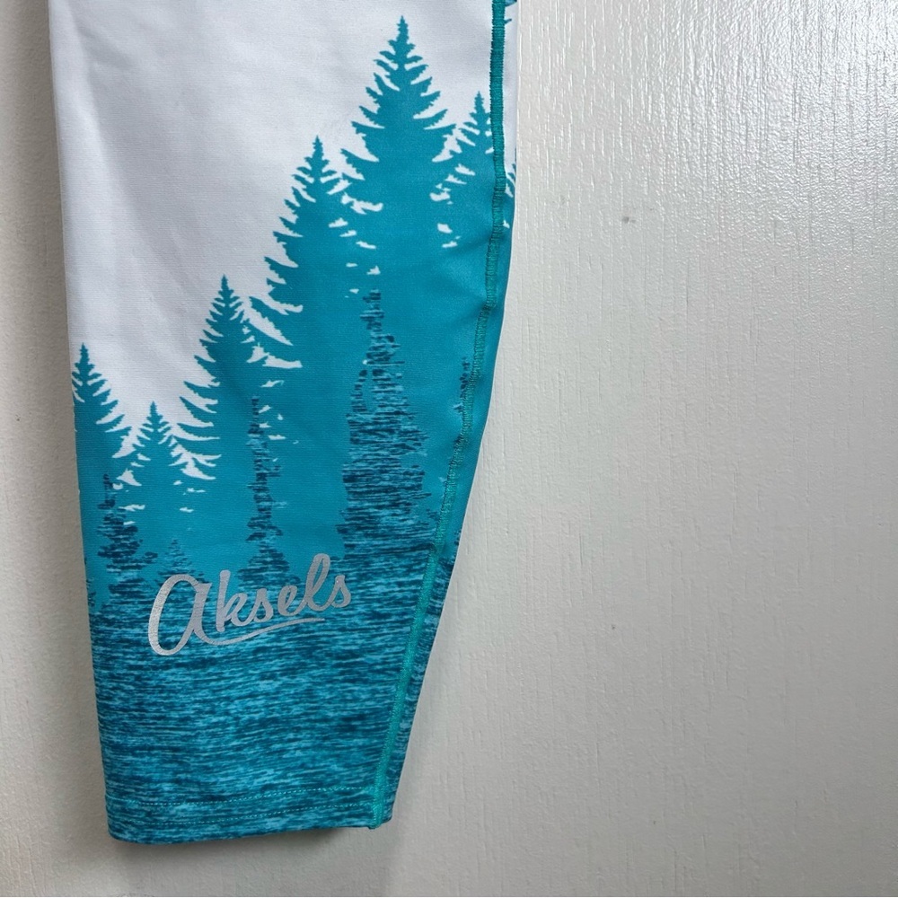 Aksels Colorado Flag Leggings Teal Forest Print Size L - Picture 5 of 7